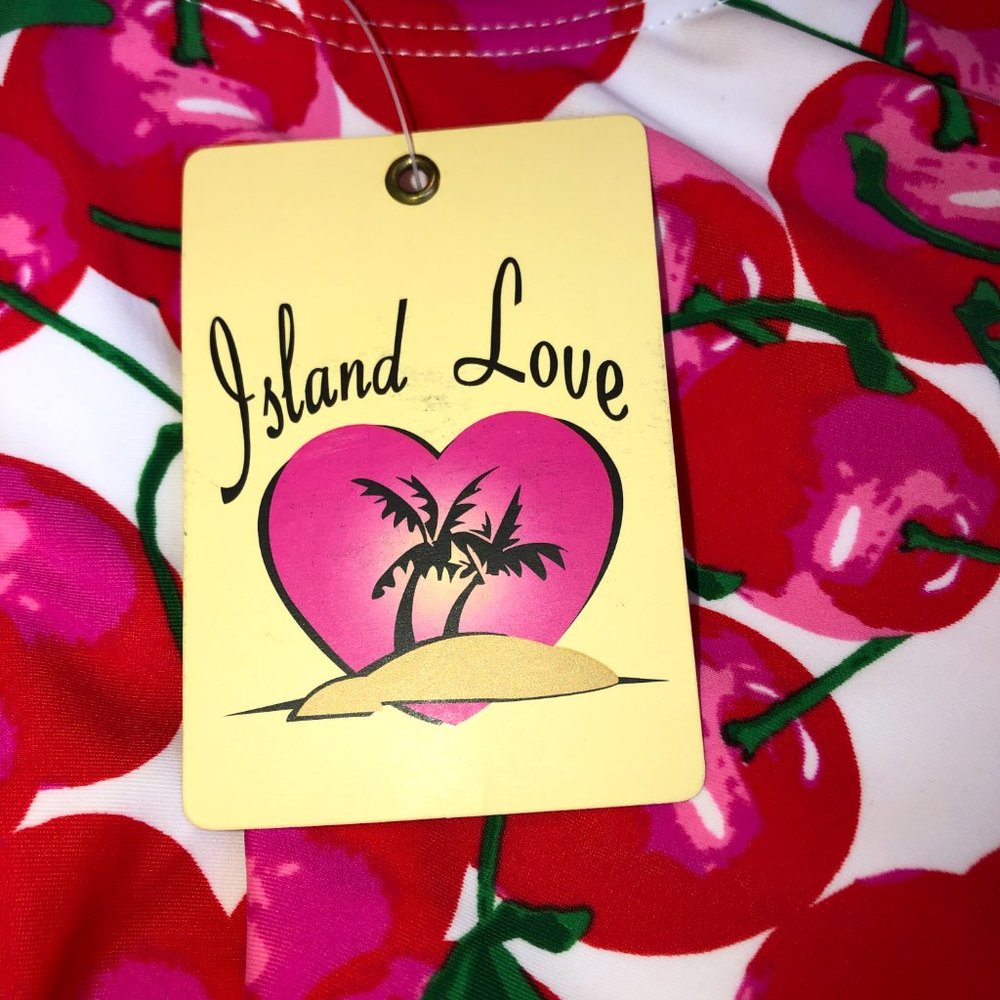 NEW Island Love One Piece Swimsuit Size Medium 5-7 Red Cherry Print - Picture 10 of 11